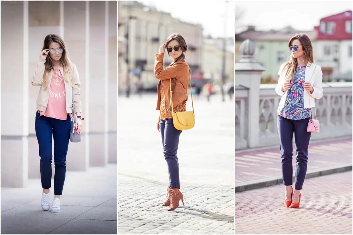 Jaką bluzkę do granatowych spodni wybrać, aby wyglądać świetnie?